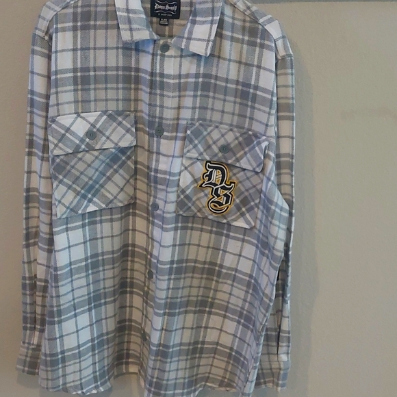 Dogg Supply men xl white/grey flannel button down shirt - Picture 1 of 4